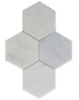 Carrara Venato Marble Mosaic Tile in 6” Hexagons Pattern - Polished or Honed | TileBuys