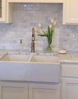 Carrara Venato Marble Mosaic Tile in Beveled 2x4" Mini Brick Subway Tiles Pattern - Polished | TileBuys