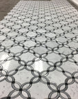 4.2 SQ FT of Carrara White and Bardiglio Grey Marble Waterjet Mosaic Tile in Petal Blossoms | TileBuys