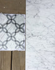 4.2 SQ FT of Carrara White and Bardiglio Grey Marble Waterjet Mosaic Tile in Petal Blossoms | TileBuys