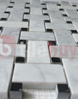 5 Sq Ft of Carrara White and Nero Black Marble Mosaic Tile in 1x2" Basketweave Pattern | TileBuys