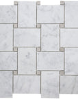 Carrara White and Cinderella Grey Marble Mosaic Tile in Bold Basketweave - Polished | TileBuys