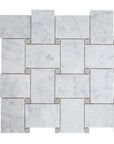 Carrara White and Cinderella Grey Marble Mosaic Tile in Bold Basketweave - Polished | TileBuys