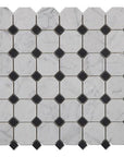 5 Sq Ft of Carrara White and Nero Black Marble Mosaic Tile in 2" Octagon Pattern - Polished | TileBuys