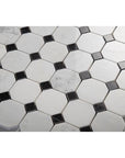 5 Sq Ft of Carrara White and Nero Black Marble Mosaic Tile in 2" Octagon Pattern - Polished | TileBuys