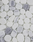 Carrara White and Zebra Marble Mosaic Tile - Flat Pebble Pattern for Bathroom Floors | TileBuys