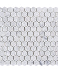 4.4 Sq Ft of Carrara White Marble Mosaic Tile in 1" Hexagons Pattern - Polished or Honed | TileBuys