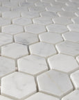 4.4 Sq Ft of Carrara White Marble Mosaic Tile in 1" Hexagons Pattern - Polished or Honed | TileBuys