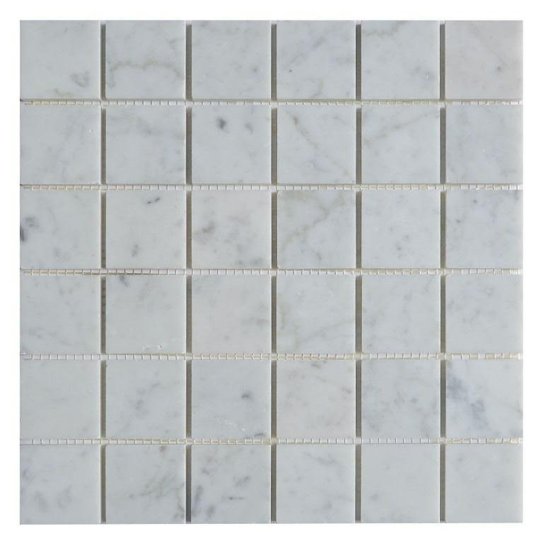 5 Sq Ft of Carrara White Marble Mosaic Tile in 2" Squares Pattern | TileBuys