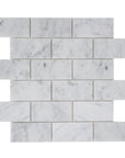 5 Sq Ft of Carrara White Marble Mosaic Tile in 2x4" Mini Brick Subway Tiles Pattern - Polished | TileBuys
