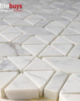 4.5 Sq Ft of Carrara White Marble Mosaic Tile in Triangular Geometric | TileBuys