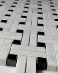 5 Sq Ft of Carrara White and Nero Black Marble Mosaic Tile - Knot Basketweave | TileBuys