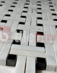 5 Sq Ft of Carrara White and Nero Black Marble Mosaic Tile - Knot Basketweave | TileBuys