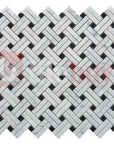 5 Sq Ft of Carrara White and Nero Black Marble Mosaic Tile - Knot Basketweave | TileBuys