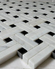 5 Sq Ft of Carrara White and Nero Black Marble Mosaic Tile - Knot Basketweave | TileBuys
