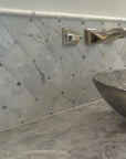 Carrara White Waterjet Mosaic Tile with Grey Marble Accent Dots in Safi Lanterns | TileBuys