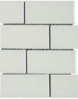 Ceramic 3"x6" Brick Mosaic Tile in White or Crackle White | TileBuys