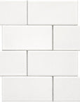 Ceramic 3"x6" Brick Mosaic Tile in White or Crackle White | TileBuys