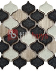 Crackled Glass & Wooden Marble Mosaic Wall Tile in Moroccan Arabesque Lanterns | TileBuys