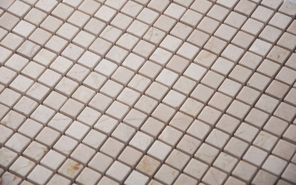 Cream Marfil Marble Mosaic Tile - 5/8” Squares - Polished | TileBuys