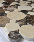 4.2 Sq Ft of Dark Emperador & Crema Marfil Marble Mosaic Tile in Mixed Rounds Pattern - Polished | TileBuys