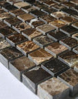 5 Sq Ft of Dark Emperador Marble Mosaic Tile - 5/8" Small Squares - Polished | TileBuys