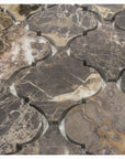 4.4 Sq Ft of Dark Emperador Marble Mosaic Tile in 3" Arabesque Lanterns | TileBuys