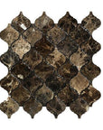 4.4 Sq Ft of Dark Emperador Marble Mosaic Tile in 3" Arabesque Lanterns | TileBuys