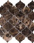 4.4 Sq Ft of Dark Emperador Marble Mosaic Tile in 3" Arabesque Lanterns | TileBuys