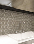Dark Taupe Honed Marble Droplet Pattern Mosaic Tile | TileBuys