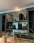 Tiled Bar Backsplash Tiled Featuring Distressed Antique Mirror Glass Beveled 4"x12" Subway Tile