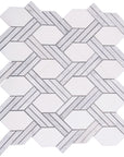 Dolomite and Carrara White Marble Waterjet Mosaic Tile in Chain Link | TileBuys