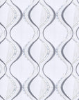 Dolomite White Marble, Latin Gray Marble and Mother of Pearl Waterjet Mosaic Tile in Silver Ribbon | TileBuys