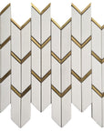 Dolomite White and Gold Arrow Art Deco Tile Backsplash | TileBuys