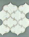 Floating Lantern Dolomite White Marble and Mother of Pearl Waterjet Mosaic Tile | TileBuys