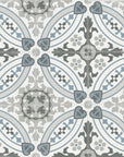 Gray & Blue Victorian Patterned Porcelain Tile in Floral Hearts | TileBuys