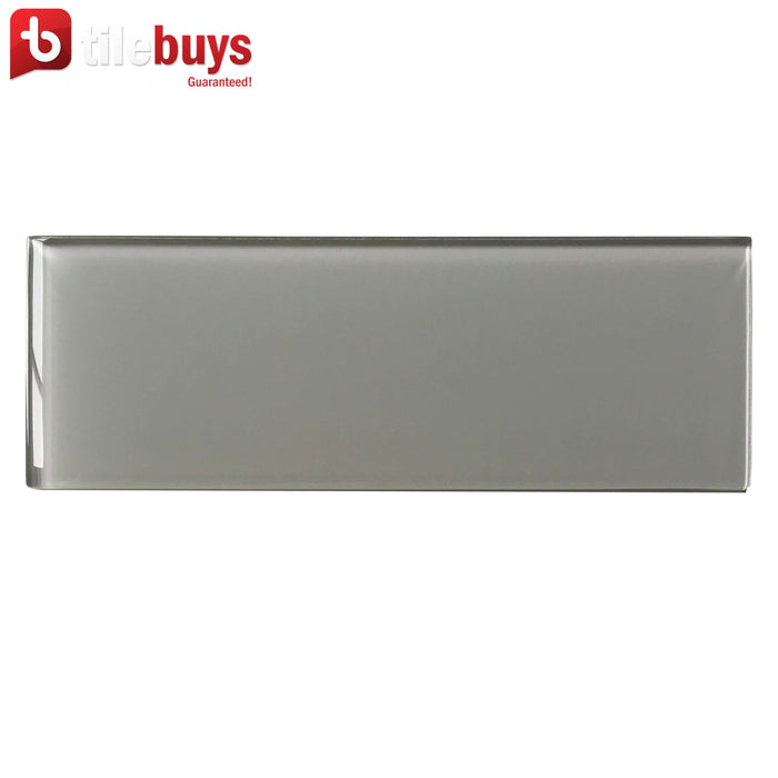 Gray Glass 4x12" Subway Tile in Ash | TileBuys