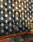 Gray Glass & Porcelain 3" Hexagon Mosaic Tile | TileBuys