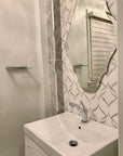White Thassos and Bianco Carrara Marble Waterjet Mosaic Tile in Ballet Ribbon | TileBuys