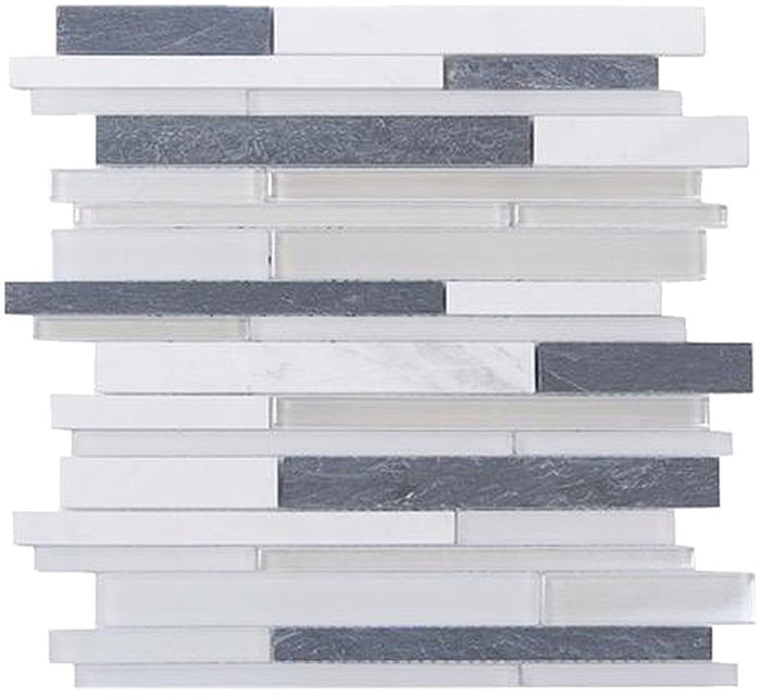 Marble, Slate & Glass Random Linear Strip Mosaic Tile | TileBuys