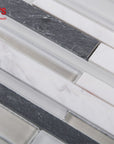Marble, Slate & Glass Random Linear Strip Mosaic Tile | TileBuys