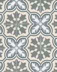 Matte Gray and Blue Tulip Pattern Porcelain Victorian Tile | TileBuys