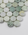 Ming Green Marble Tile Mosaic in 1" Penny Rounds - Polished | TileBuys