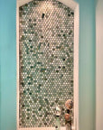 Ming Green Marble Tile Mosaic in 1" Penny Rounds - Polished | TileBuys