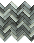 Herringbone Glass Mosaic Tile in Mountain Grey | TileBuys