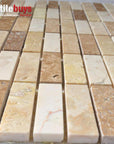 5 Sq Ft of Multi-Color Beige Marble Mosaic Tile - 5/8x2" Mini Bricks - Polished | TileBuys