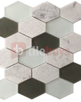 Natural Stone & Glass Mosaic Wall Tile in Panache Retro Hexagon | TileBuys