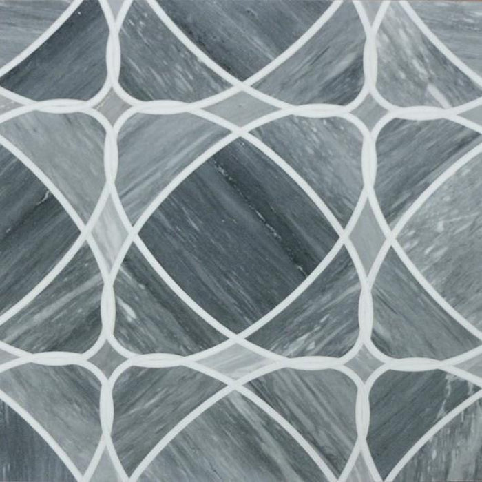 Palissandro Blue and White Thassos Marble Waterjet Mosaic Tile in Neptune | TileBuys