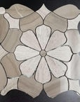 4.2 Sq Ft of Silver Oak and Athens Grey Marble Waterjet Mosaic Tile in Daisy Blooms | TileBuys