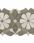 4.2 Sq Ft of Silver Oak and Athens Grey Marble Waterjet Mosaic Tile in Daisy Blooms | TileBuys